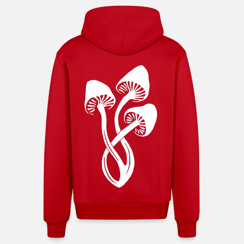 Trio de champignons blancs - Veste à capuche bio décontractée fabriquée en UE - rouge