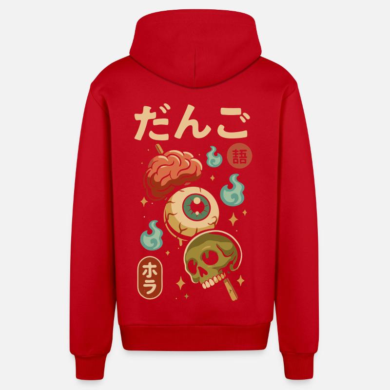 Dango d'horreur japonais - Veste à capuche bio décontractée fabriquée en UE - rouge