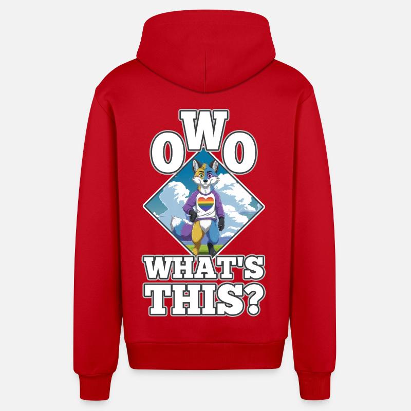 OwO Qu’est-ce que c’est ? - Veste à capuche bio décontractée fabriquée en UE - rouge