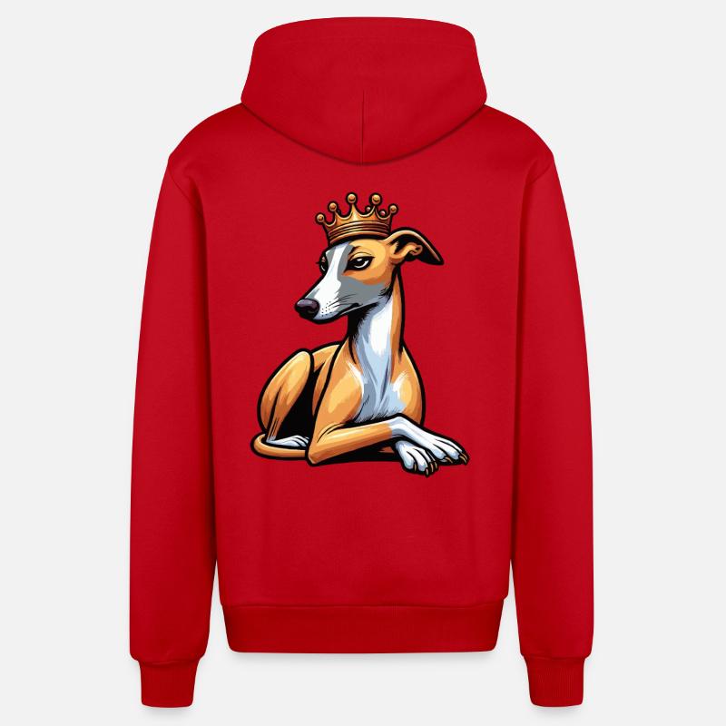 Whippet Greyhound Whippets Propriétaire de lévrier - Veste à capuche bio décontractée fabriquée en UE - rouge
