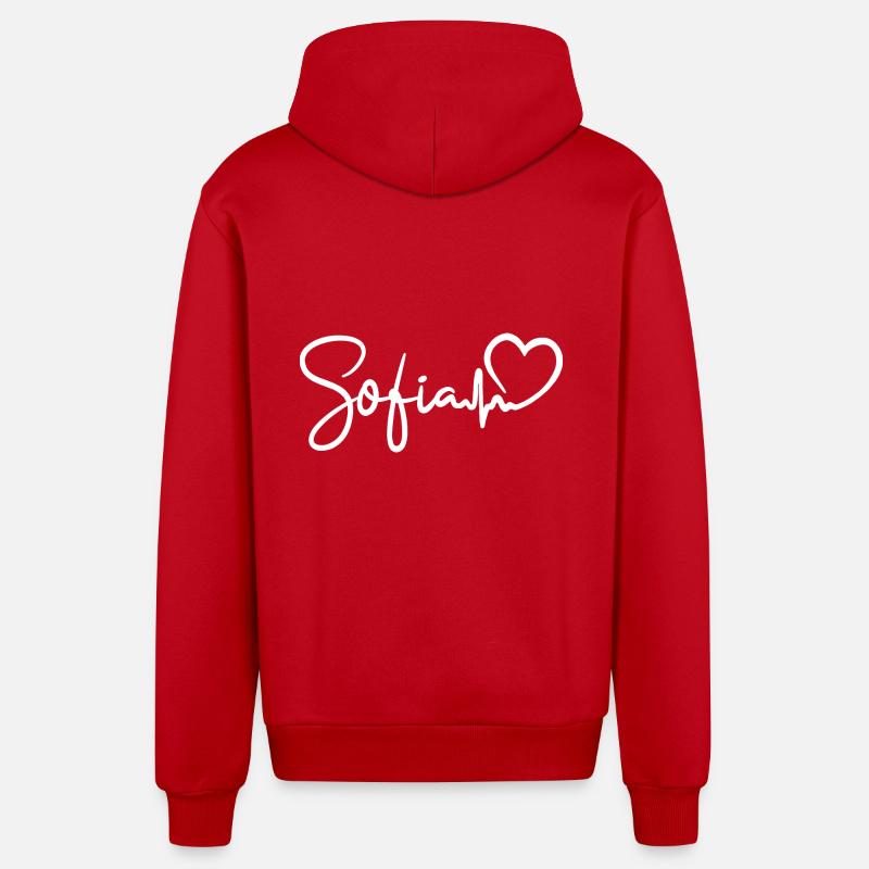Sofia Heartbeat Bulgarie Sofia - Veste à capuche bio décontractée fabriquée en UE - rouge