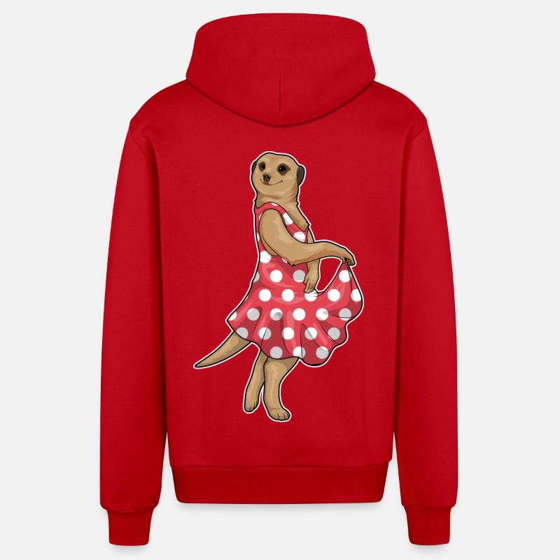 Suricate Polkadot - Veste à capuche bio décontractée fabriquée en UE - rouge