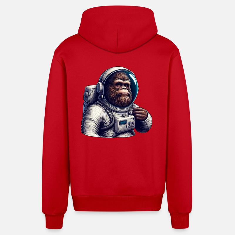 Astronaute gorille dans l’espace - Veste à capuche bio décontractée fabriquée en UE - rouge
