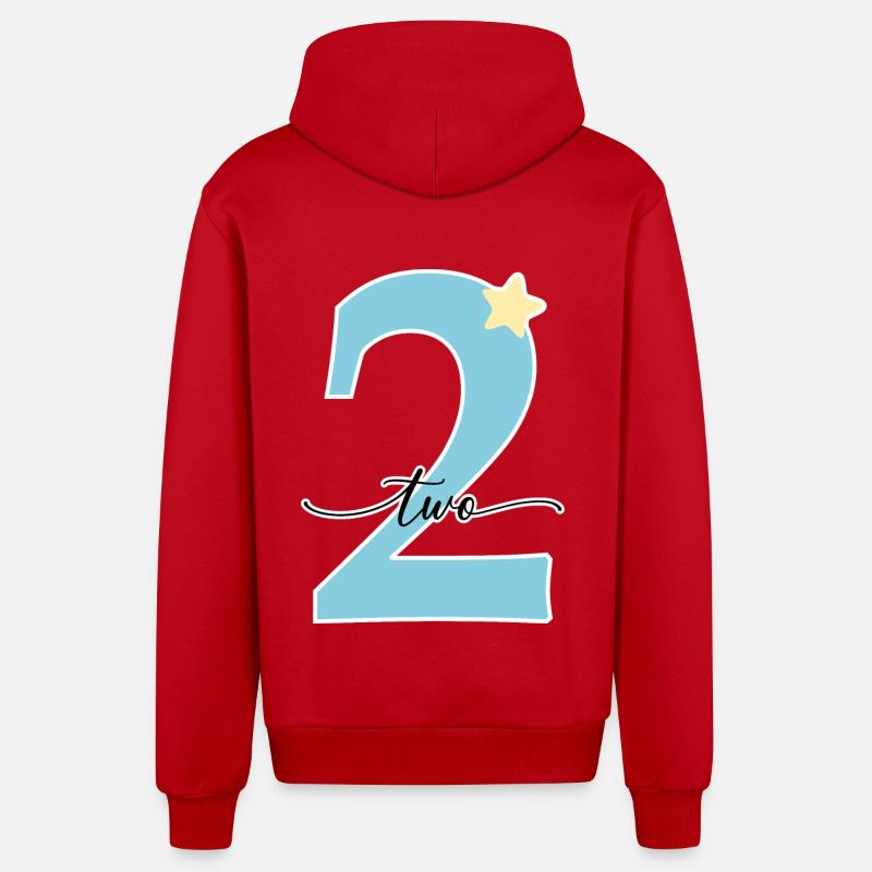 2e anniversaire deux ans - Veste à capuche bio décontractée fabriquée en UE - rouge