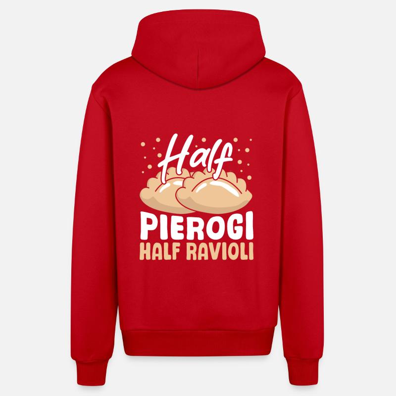 Demi-pierogi Moitié raviolis - Veste à capuche bio décontractée fabriquée en UE - rouge