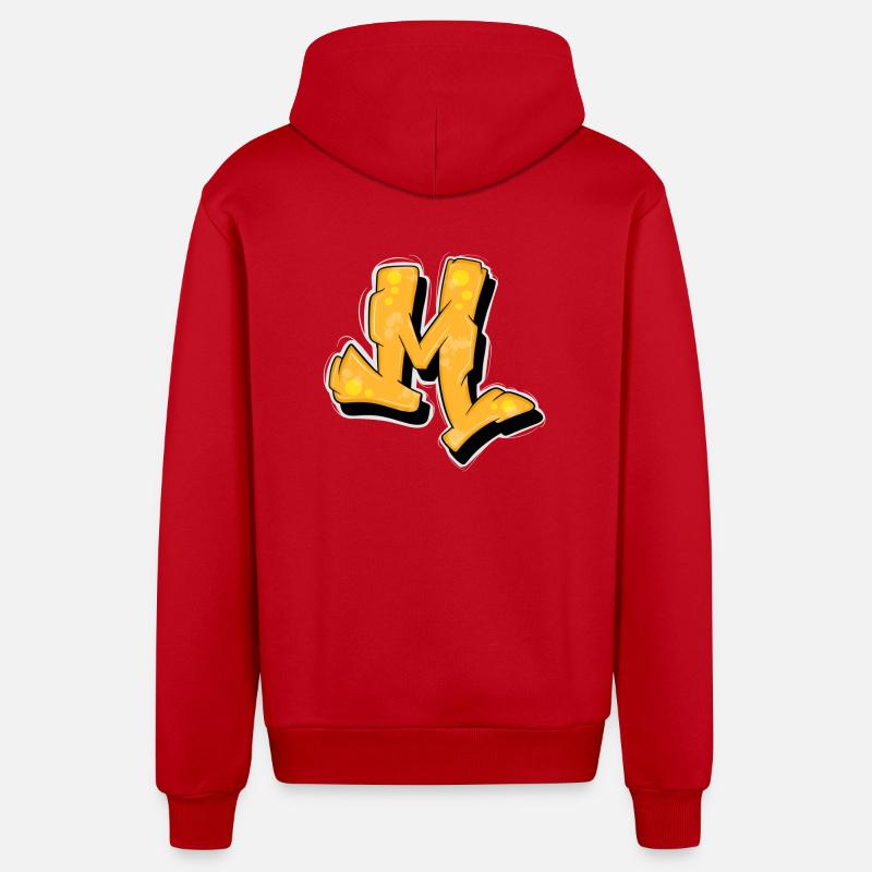 Gelbe Graffiti Initialen Logo. - Organic Relaxed Kapuzenjacke Made in EU - Rot