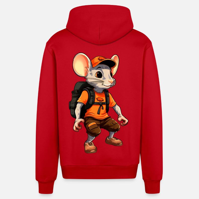 Rat Alpiniste / Rat de randonnée - Veste à capuche bio décontractée fabriquée en UE - rouge