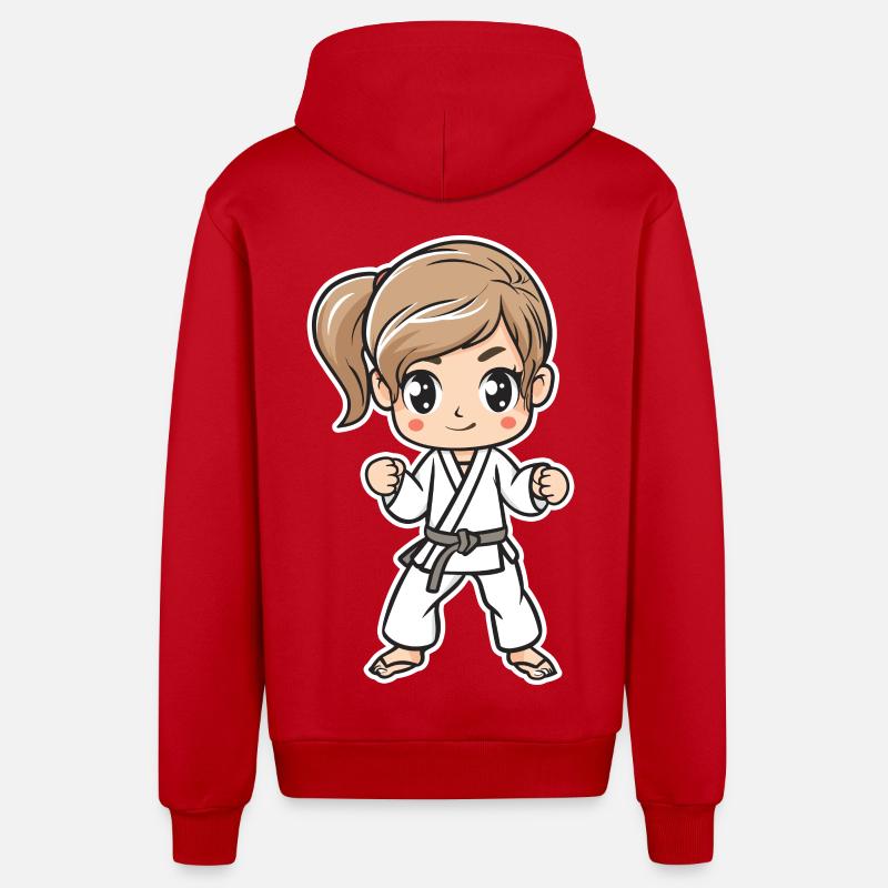 Karate Mädchen Comic - Organic Relaxed Kapuzenjacke Made in EU - Rot