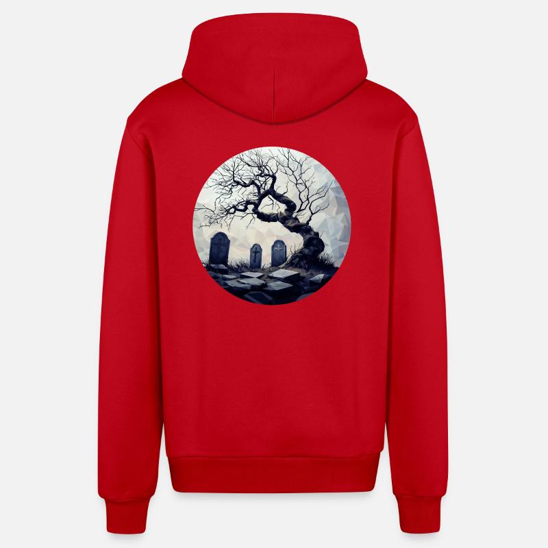 Tombe oubliée avec arbre noueux - Veste à capuche bio décontractée fabriquée en UE - rouge