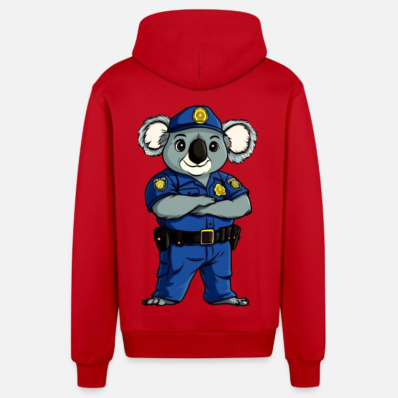 Policier Koala / Koala Bear - Veste à capuche bio décontractée fabriquée en UE - rouge