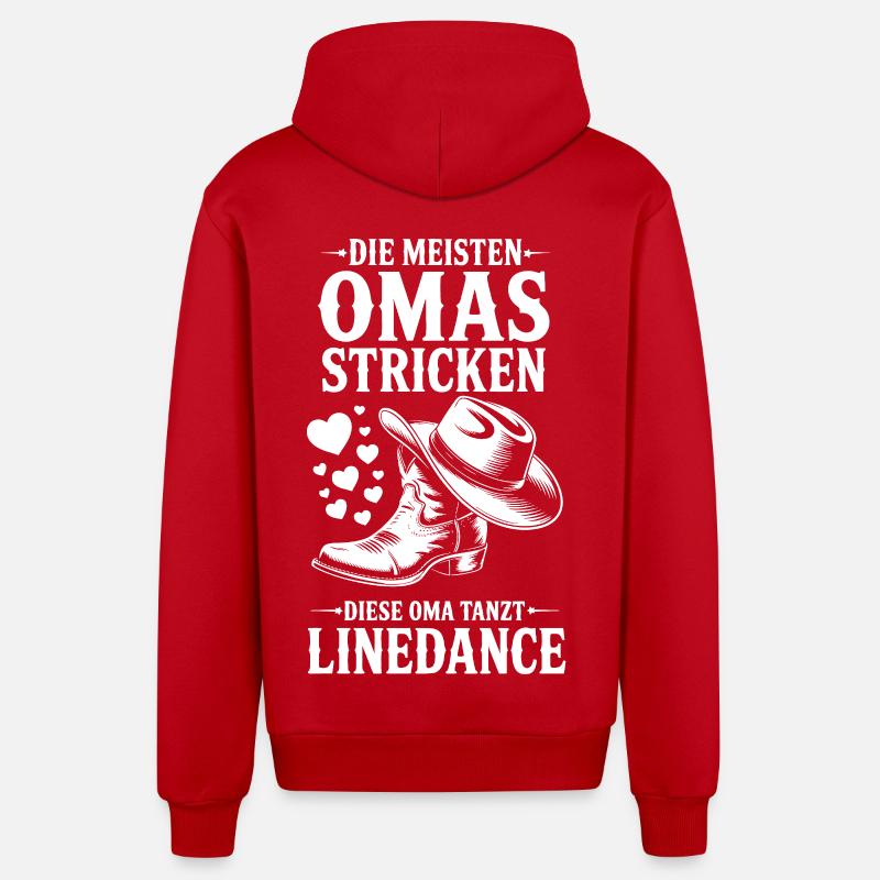 Grand-mère Dancing LineDance - Veste à capuche bio décontractée fabriquée en UE - rouge