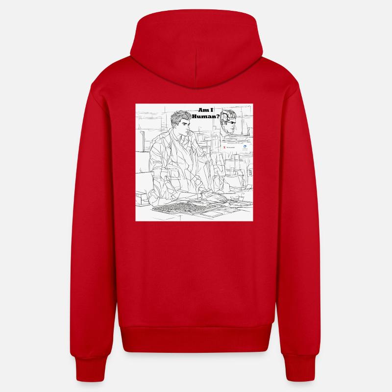 Mensch oder Roboter - Organic Relaxed Kapuzenjacke Made in EU - Rot