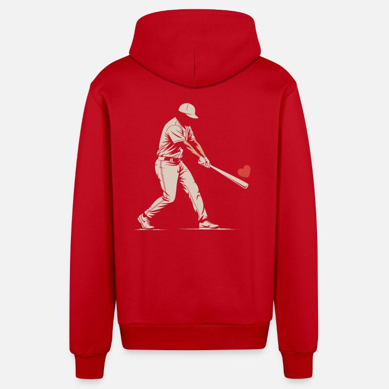 Silhouette Batteur Baseball Saint-Valentin - Veste à capuche bio décontractée fabriquée en UE - rouge