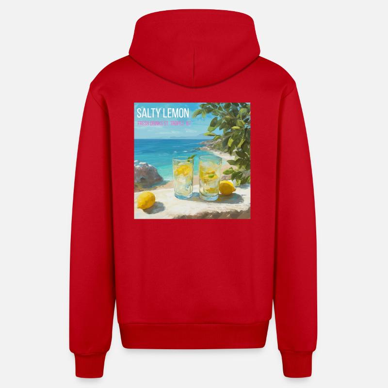 Magic Salt Lemon Beach 87 - Veste à capuche bio décontractée fabriquée en UE - rouge
