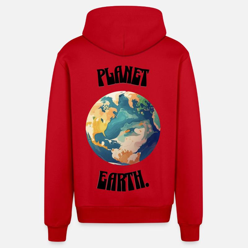 Planète Terre. - Veste à capuche bio décontractée fabriquée en UE - rouge