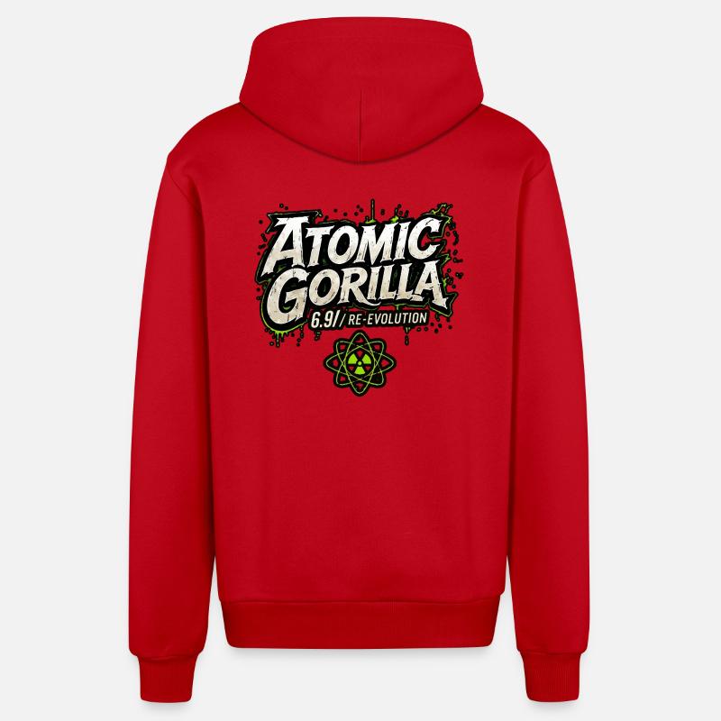 Atomic Gorilla Re-Evolution - Organic Relaxed Hooded Jacket Made in EU - red