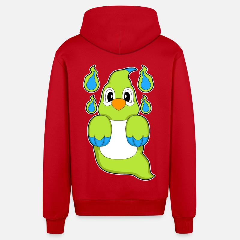 Parrot Ghost - Organic Relaxed Hooded Jacket Made in EU - red