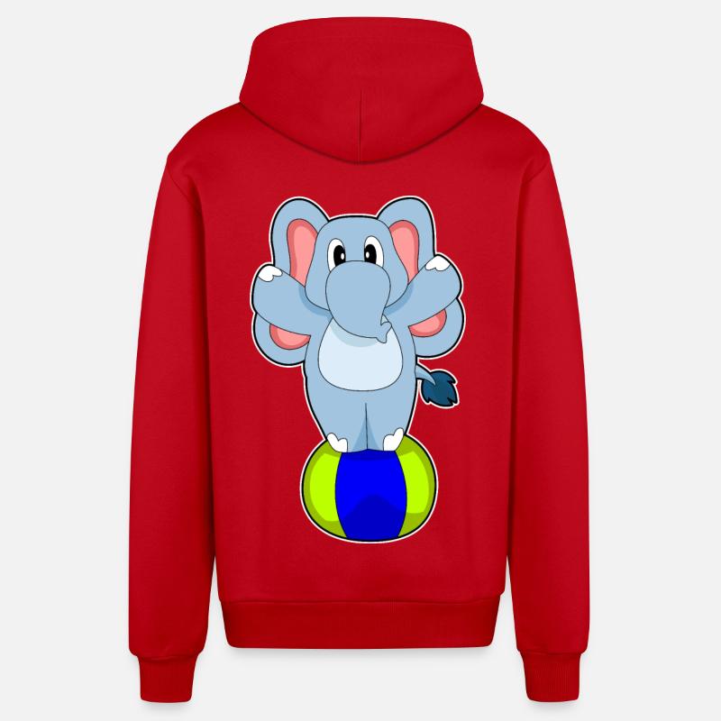 Bal de gymnastique Elephant Circus - Veste à capuche bio décontractée fabriquée en UE - rouge