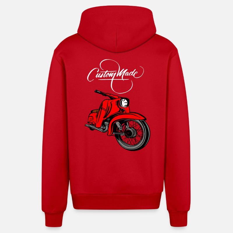 Simson Schwalbe CYCLOmoteur RDA - Veste à capuche bio décontractée fabriquée en UE - rouge