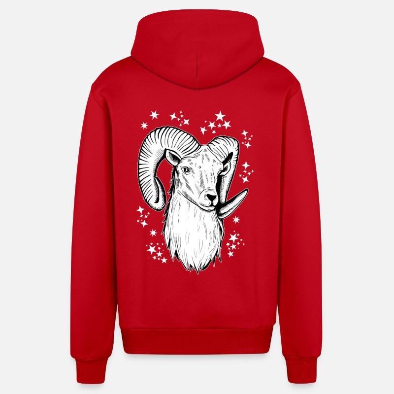Astrologie Bélier Anniversaire - Veste à capuche bio décontractée fabriquée en UE - rouge