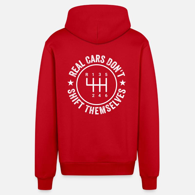 Echte Autos inklusive Schaltgetriebe - Organic Relaxed Kapuzenjacke Made in EU - Rot