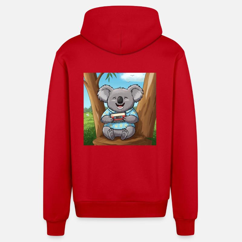 Le Koala Musical - Veste à capuche bio décontractée fabriquée en UE - rouge