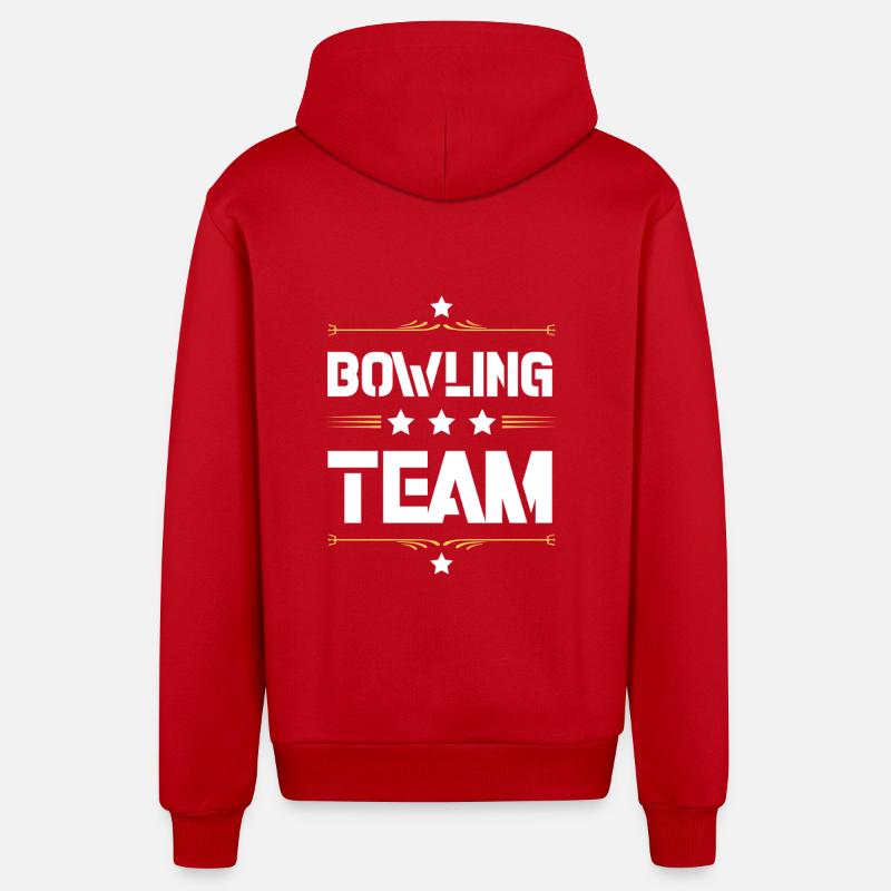Équipe de bowling - Veste à capuche bio décontractée fabriquée en UE - rouge