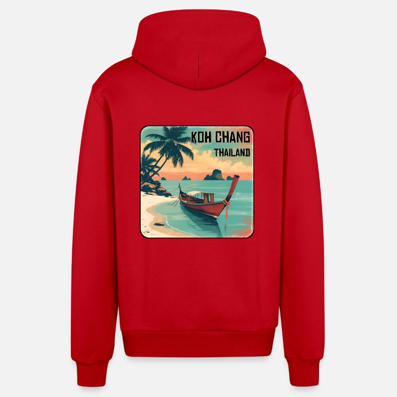 Koh Chang - Organic Relaxed Hooded Jacket Made in EU - red
