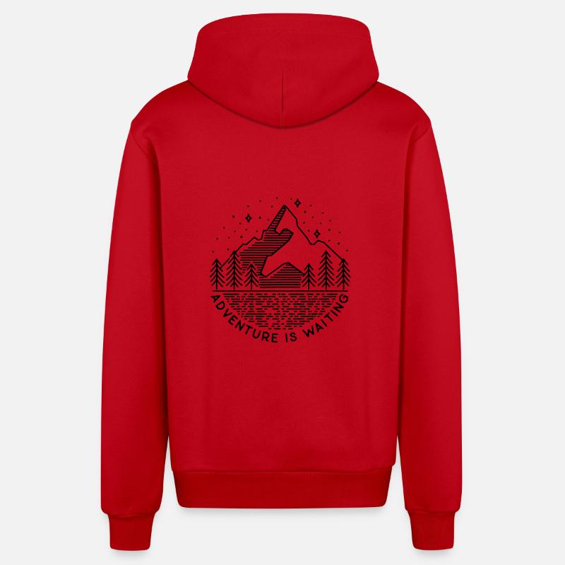 aventure - Veste à capuche bio décontractée fabriquée en UE - rouge