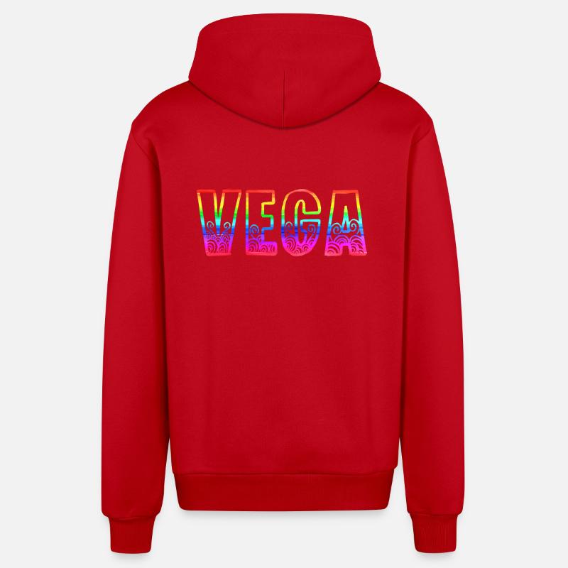 vega rs arc-en-ciel - Veste à capuche bio décontractée fabriquée en UE - rouge