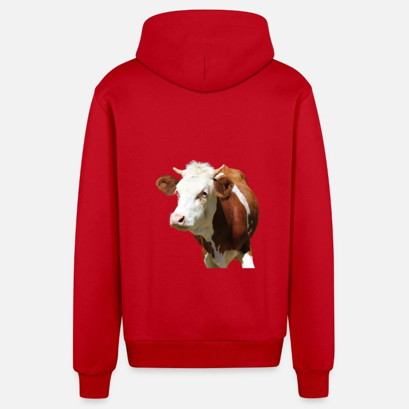 Vache - Veste à capuche bio décontractée fabriquée en UE - rouge