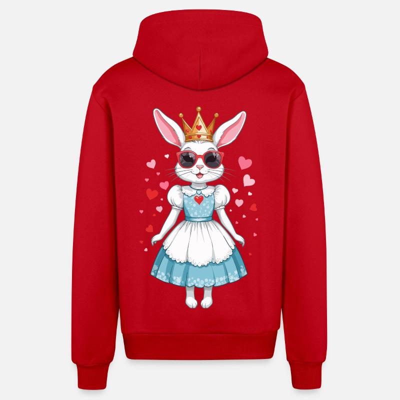 Mignon Lapins Princesse - Veste à capuche bio décontractée fabriquée en UE - rouge