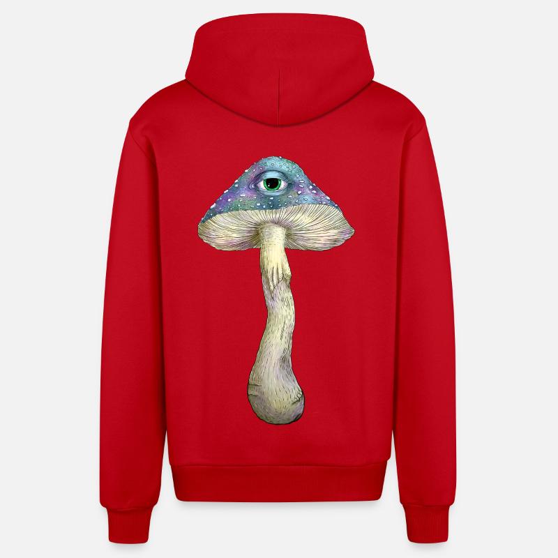 Champignon arc-en-ciel borgne - Veste à capuche bio décontractée fabriquée en UE - rouge