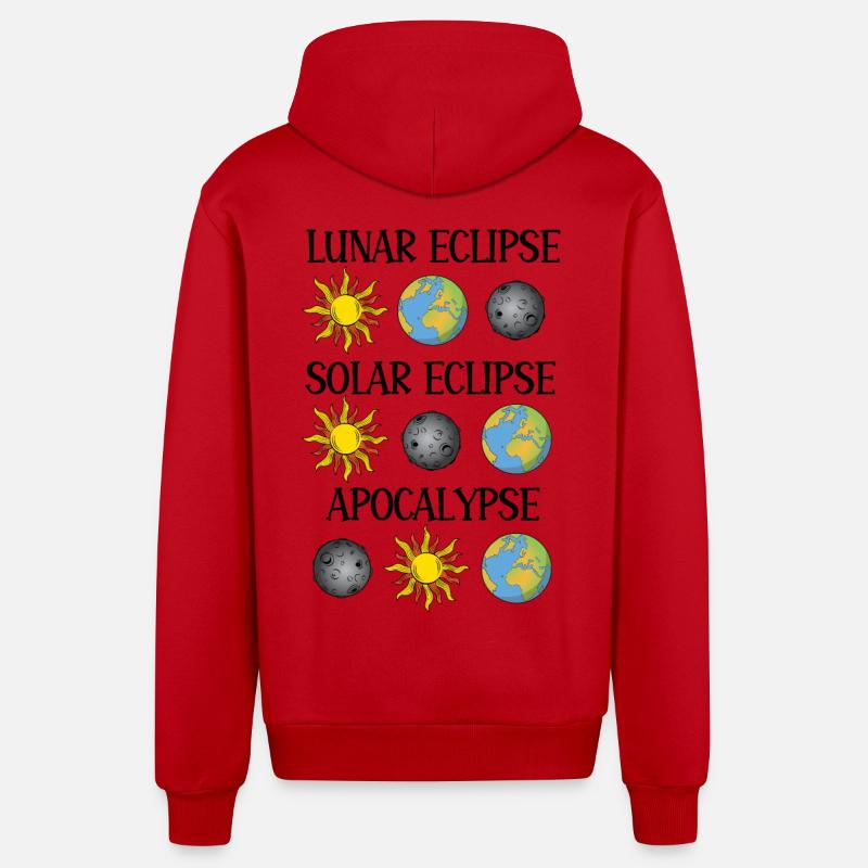 Lunar Eclipse Solar Eclipse Apocalypse - Organic Relaxed Hooded Jacket Made in EU - red