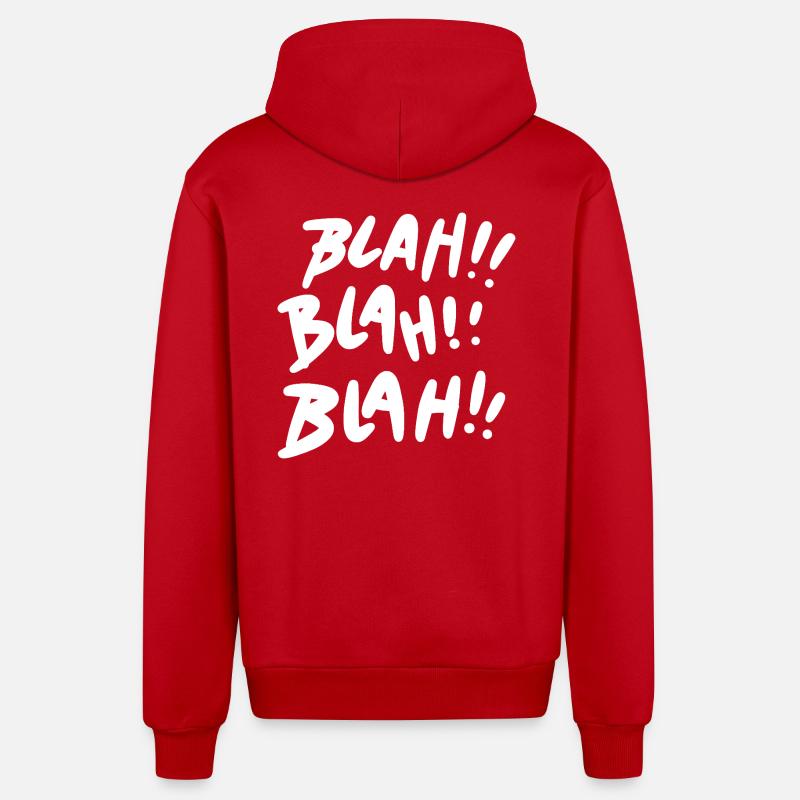 Blah Blah Blah White - Organic Relaxed Hooded Jacket Made in EU - red