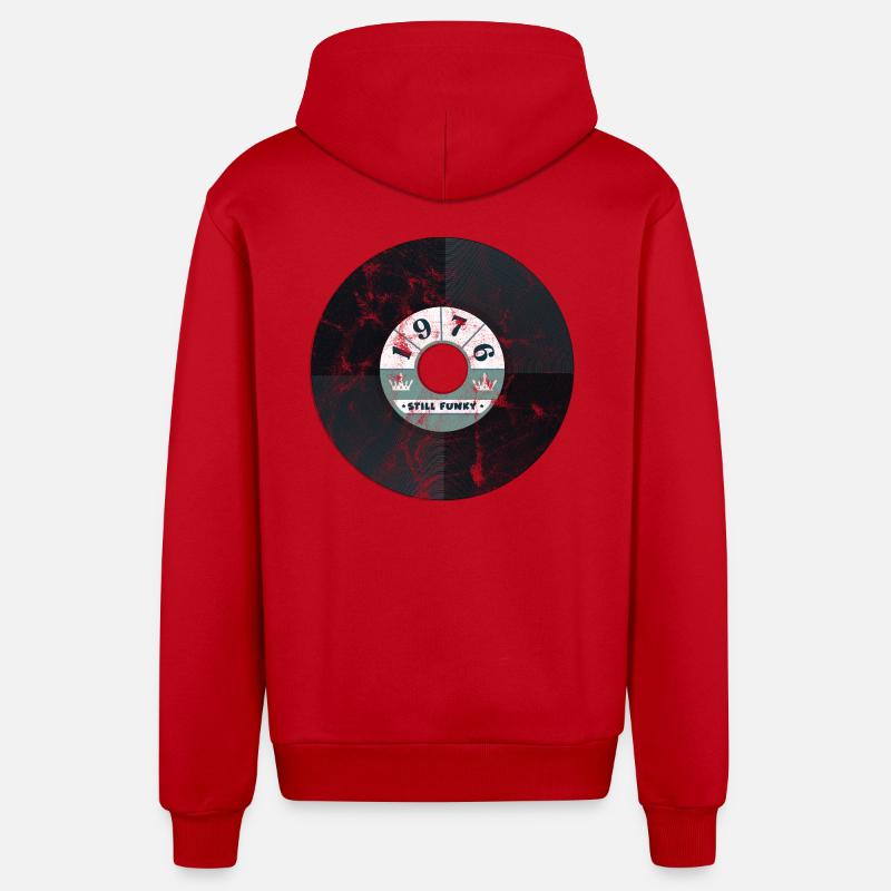 Millésime 1976 - Veste à capuche bio décontractée fabriquée en UE - rouge