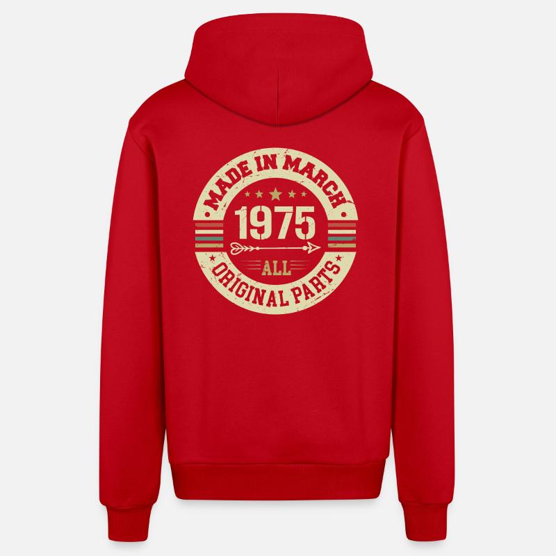 Légendaire depuis mars 1975 - Veste à capuche bio décontractée fabriquée en UE - rouge