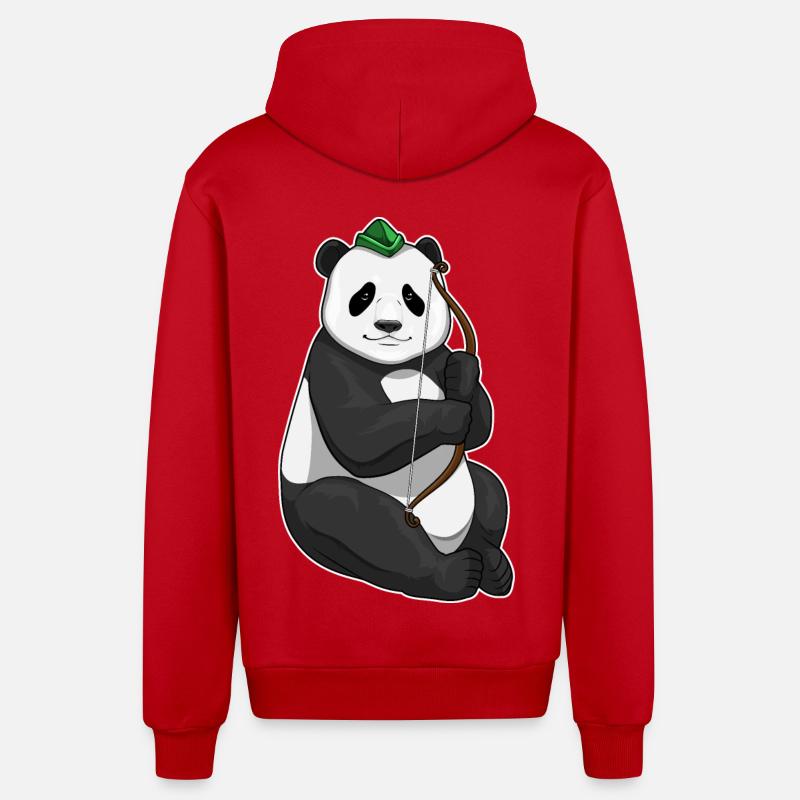 Panda Archer Bow - Organic Relaxed Hooded Jacket Made in EU - red