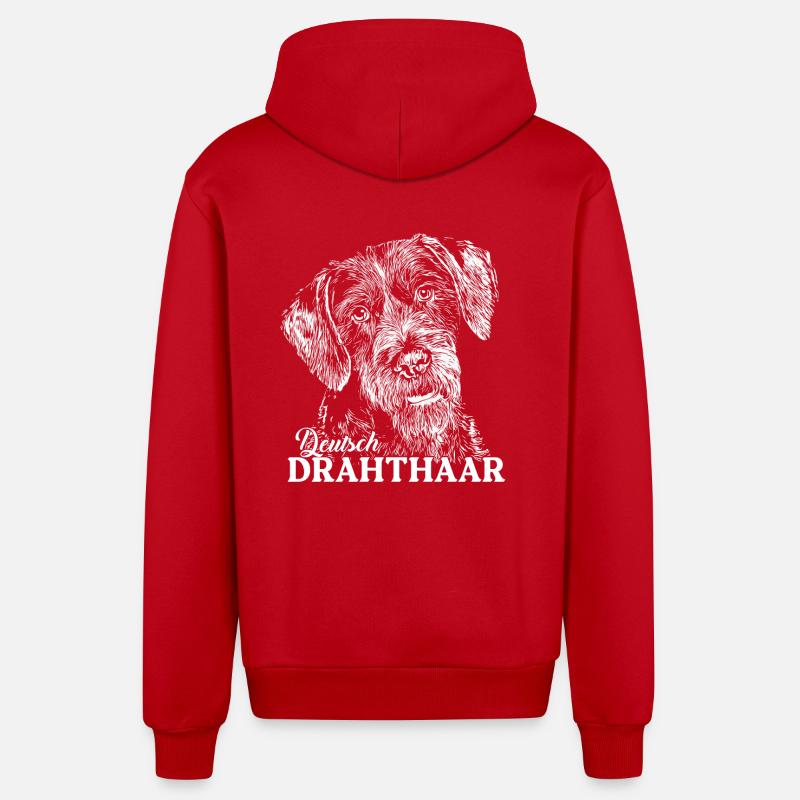 Deutsch Drahthaar - Organic Relaxed Kapuzenjacke Made in EU - Rot