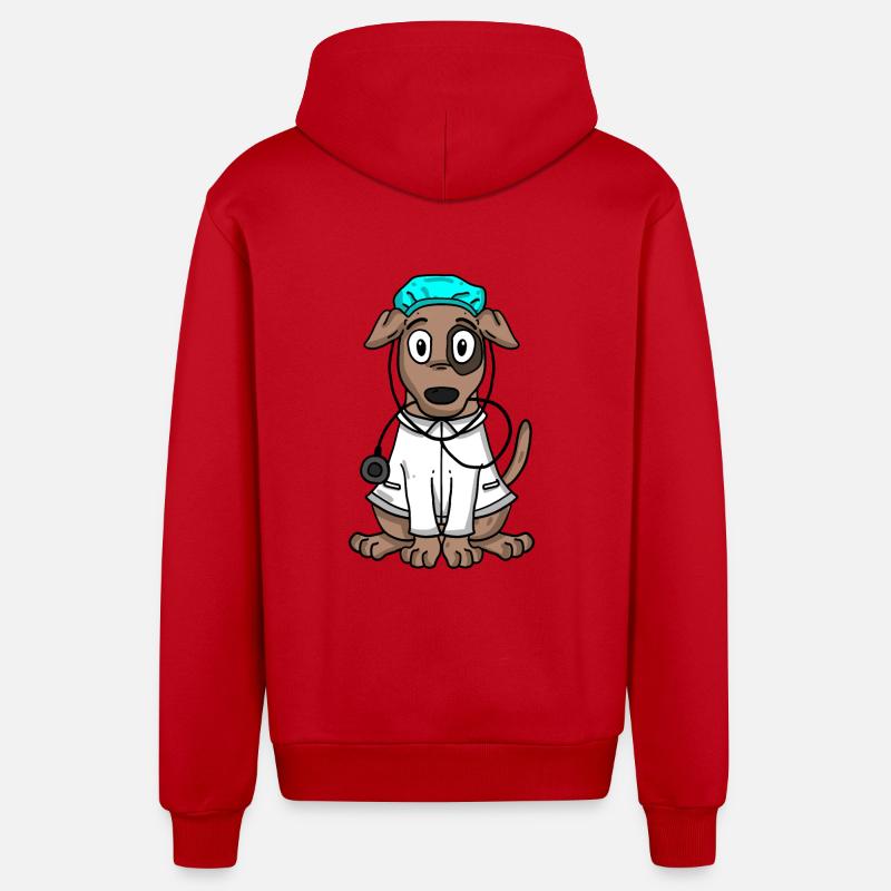 Chien médecin - Veste à capuche bio décontractée fabriquée en UE - rouge