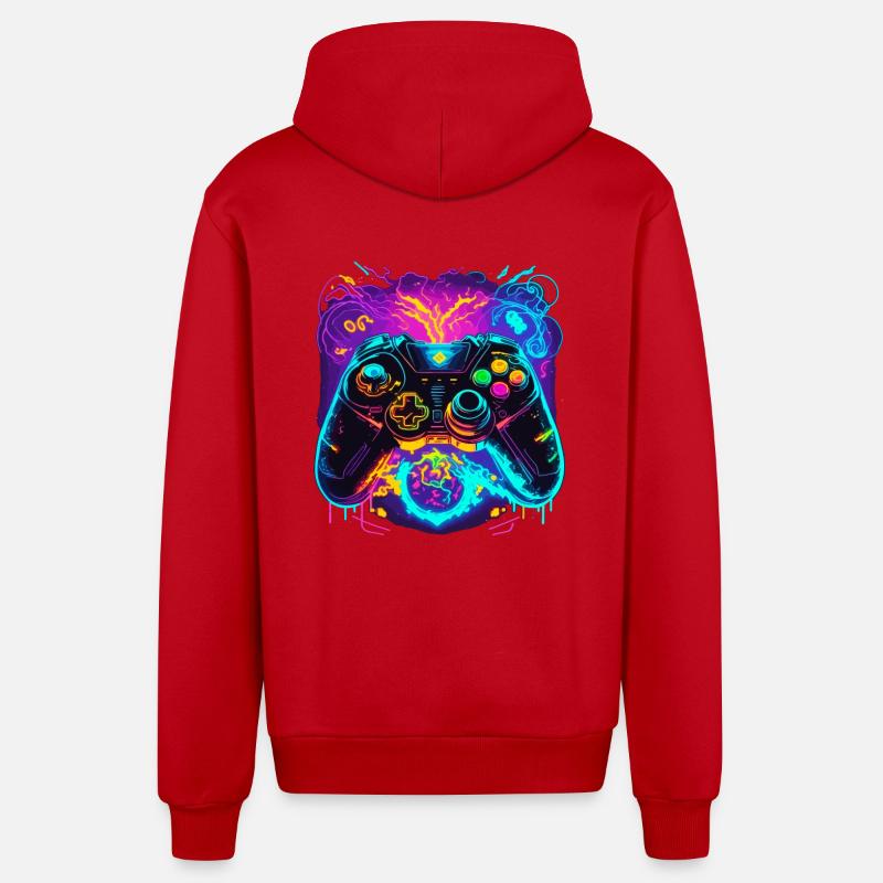 Power Graffiti Gaming Controller - Organic Relaxed Kapuzenjacke Made in EU - Rot