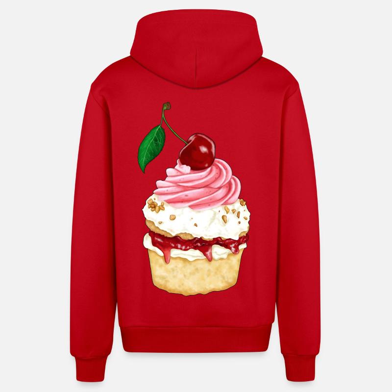 Schwarzwälder Kirschtörtchen - Organic Relaxed Kapuzenjacke Made in EU - Rot
