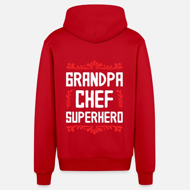 Grand-père chef super-héros - Veste à capuche bio décontractée fabriquée en UE - rouge