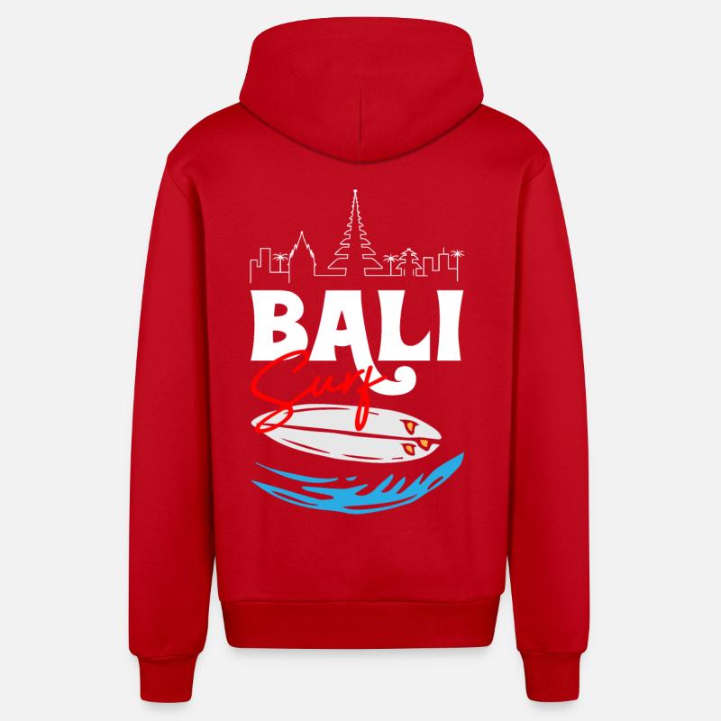 Surf à Bali - Veste à capuche bio décontractée fabriquée en UE - rouge