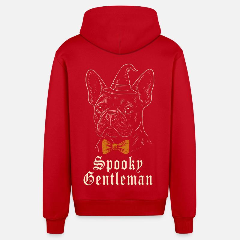 Frenchie Halloween - Spooky Gentleman Dog - Veste à capuche bio décontractée fabriquée en UE - rouge