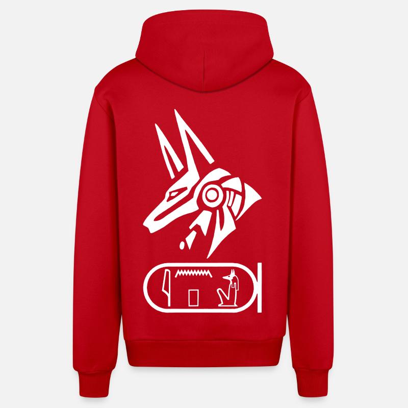 Dieu égyptien Anubis (blanc) - Veste à capuche bio décontractée fabriquée en UE - rouge