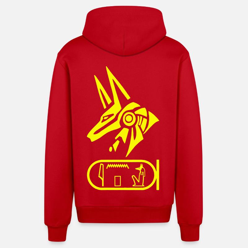 Dieu égyptien Anubis (jaune) - Veste à capuche bio décontractée fabriquée en UE - rouge