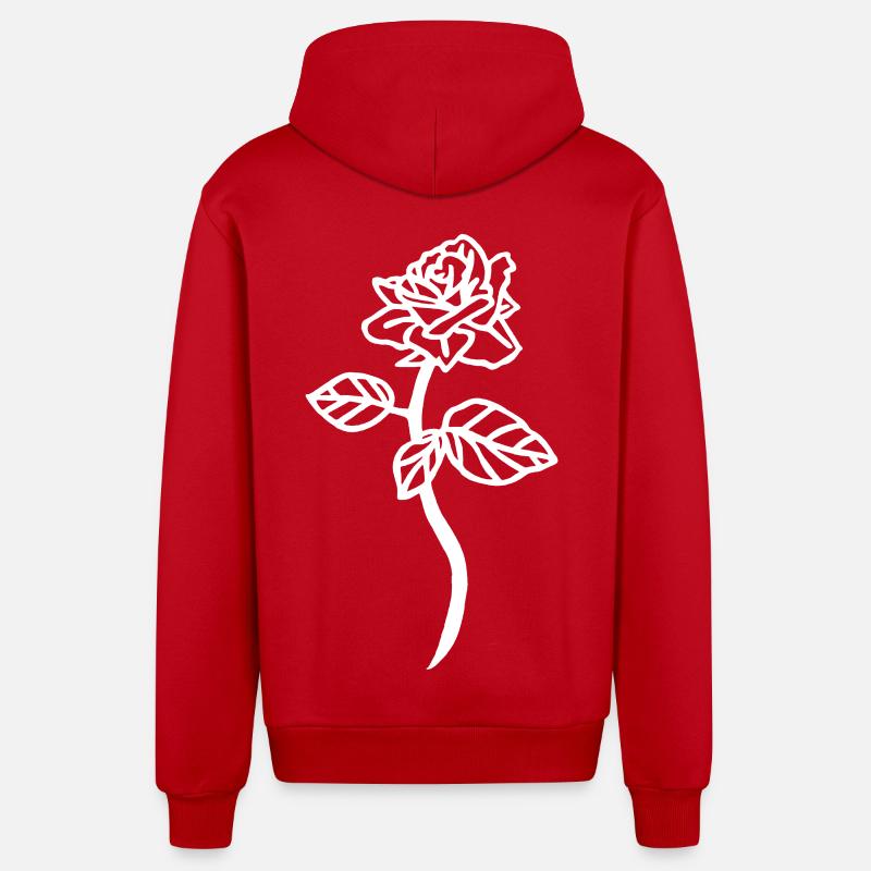 Den hvite rosen - Organic Relaxed hettejakke produsert i EU - rød