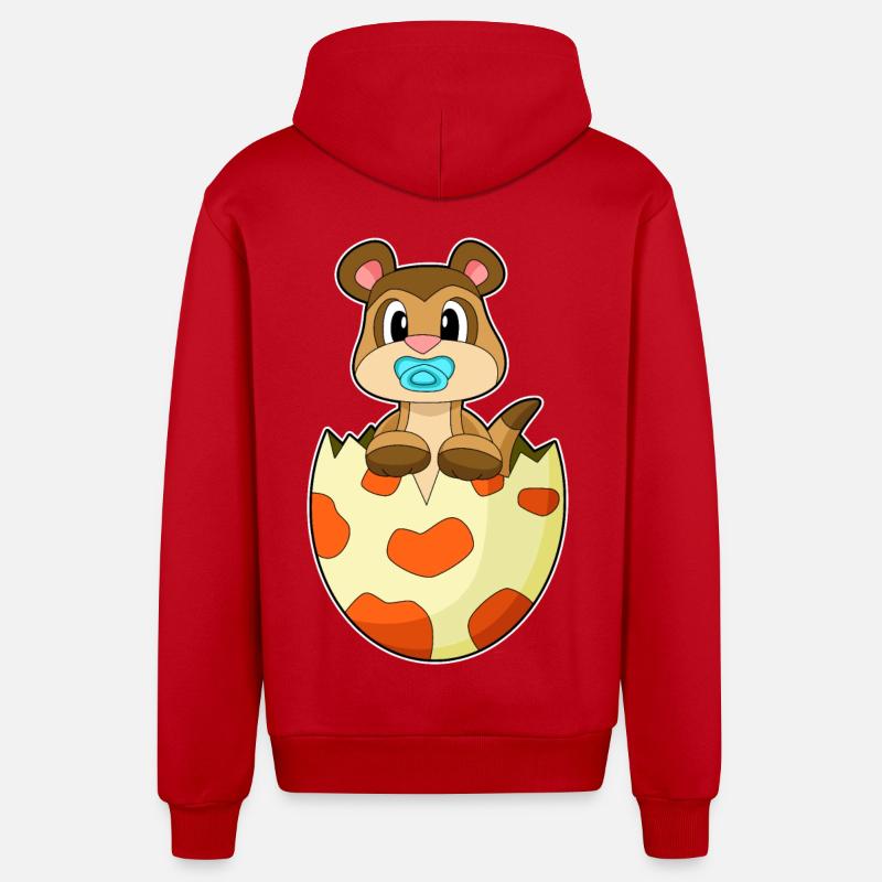 Sucette suricate - Veste à capuche bio décontractée fabriquée en UE - rouge