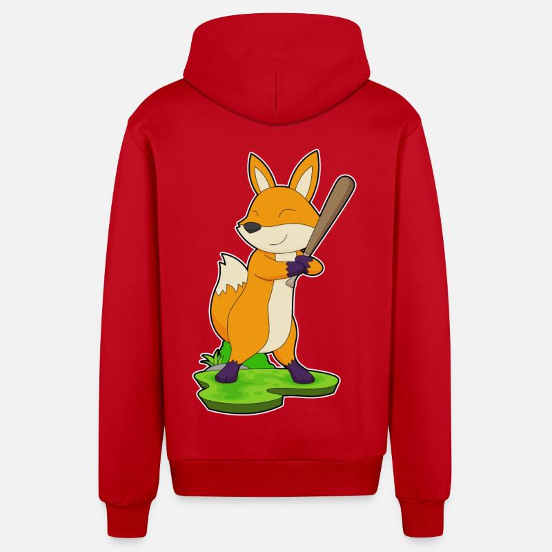 Batte de baseball Fox - Veste à capuche bio décontractée fabriquée en UE - rouge